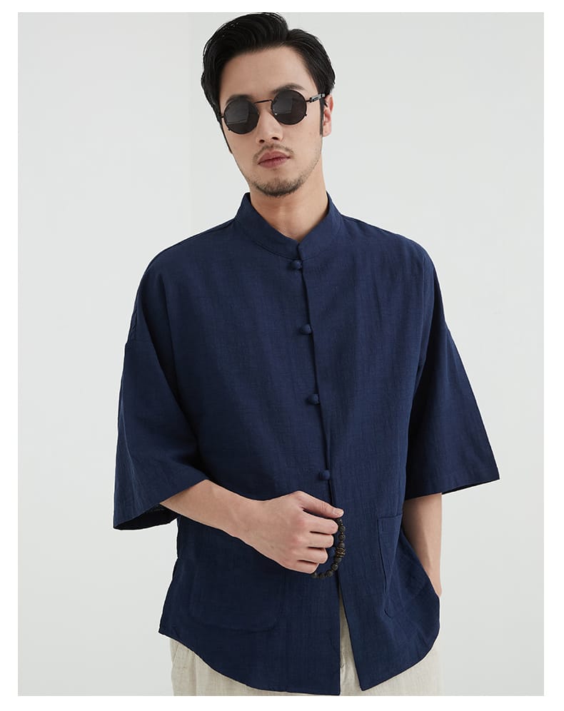 メンズのチャイナボタンシャツ