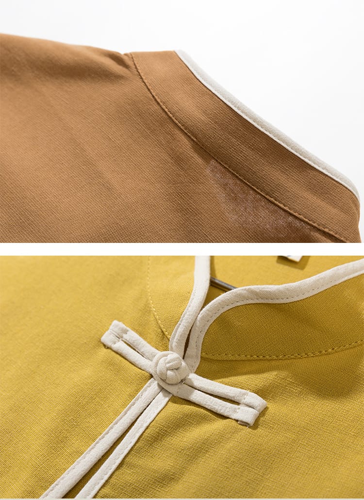 男性用のチャイナ半袖シャツ