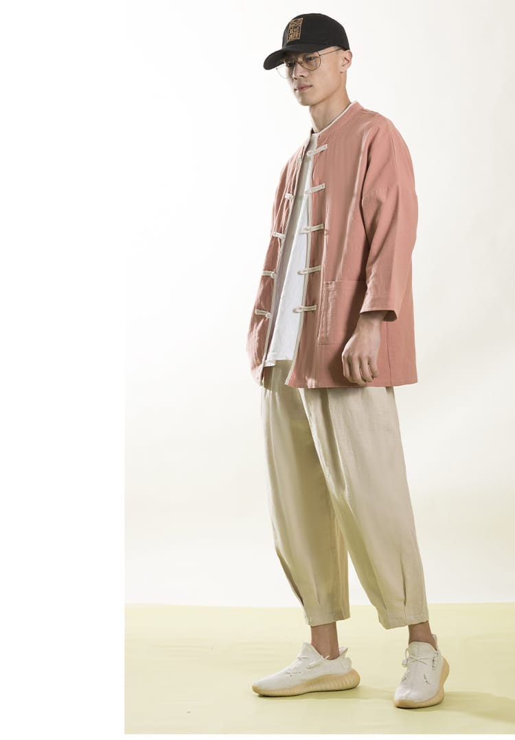 男性用のチャイナ風カジュアルシャツ