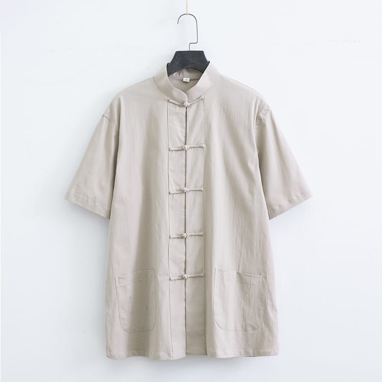 メンズのチャイナ5分袖シャツ