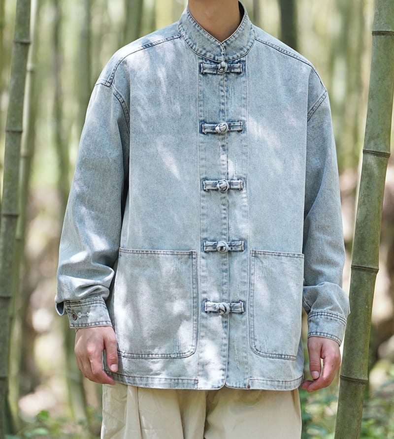 男性のチャイナデニムジャケット