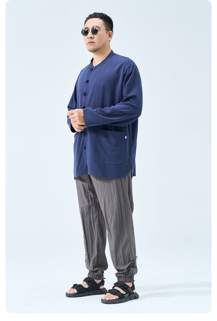 大きいサイズの中華風カジュアルシャツ