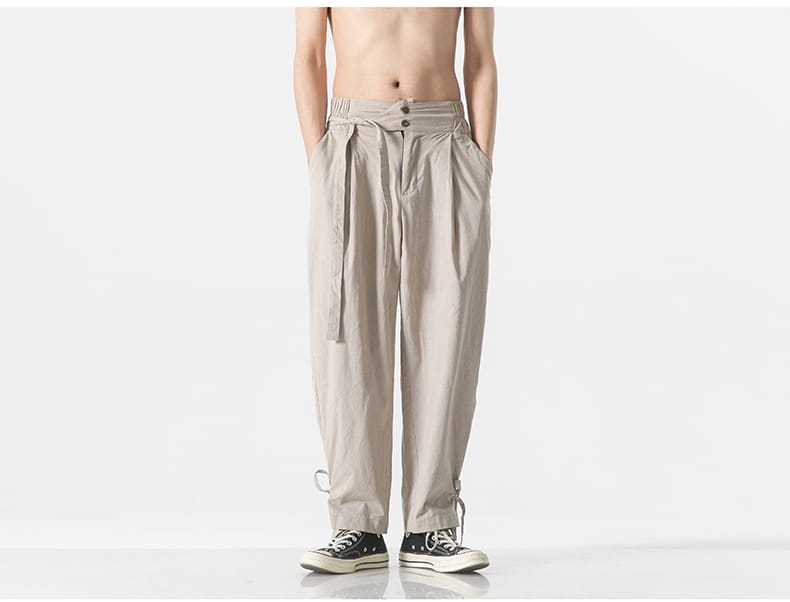 男性用のチャイナワイドレッグパンツ
