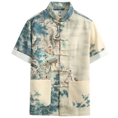 山水や九福神など中国絵をプリントした半袖シャツです。カジュアルに着ていただけるアイテム