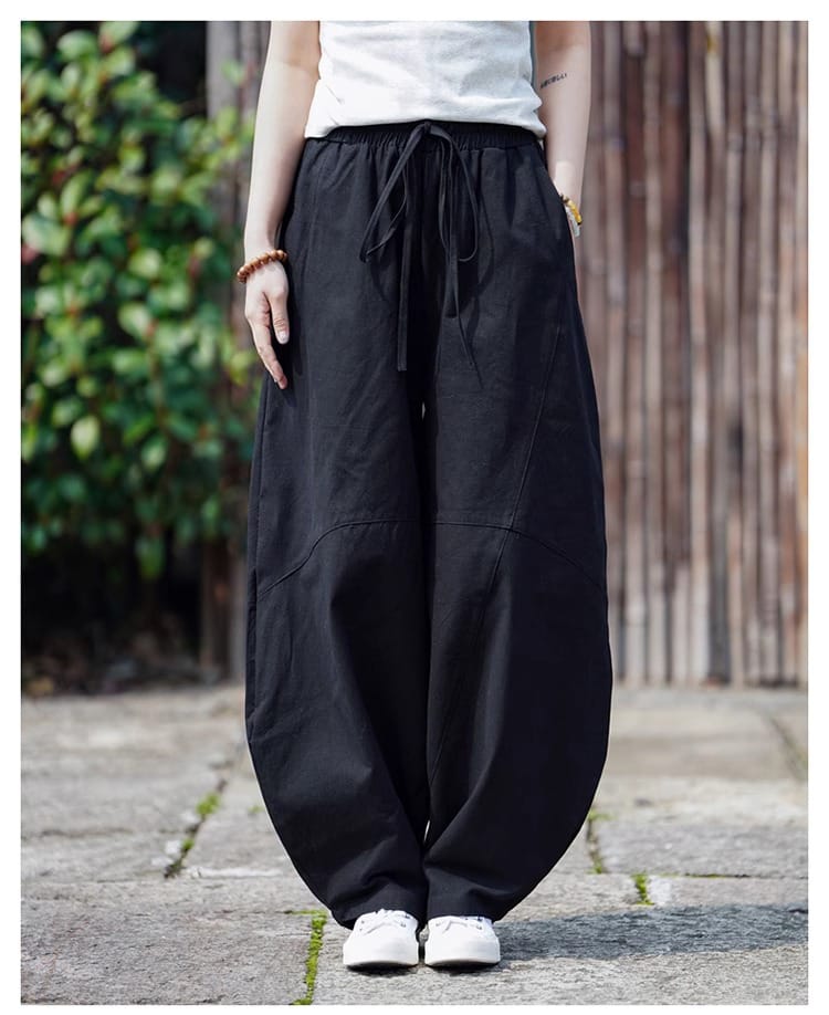 男性用のチャイナワイドレッグパンツ