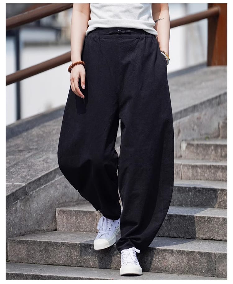 メンズのチャイナ風ダボパンツ