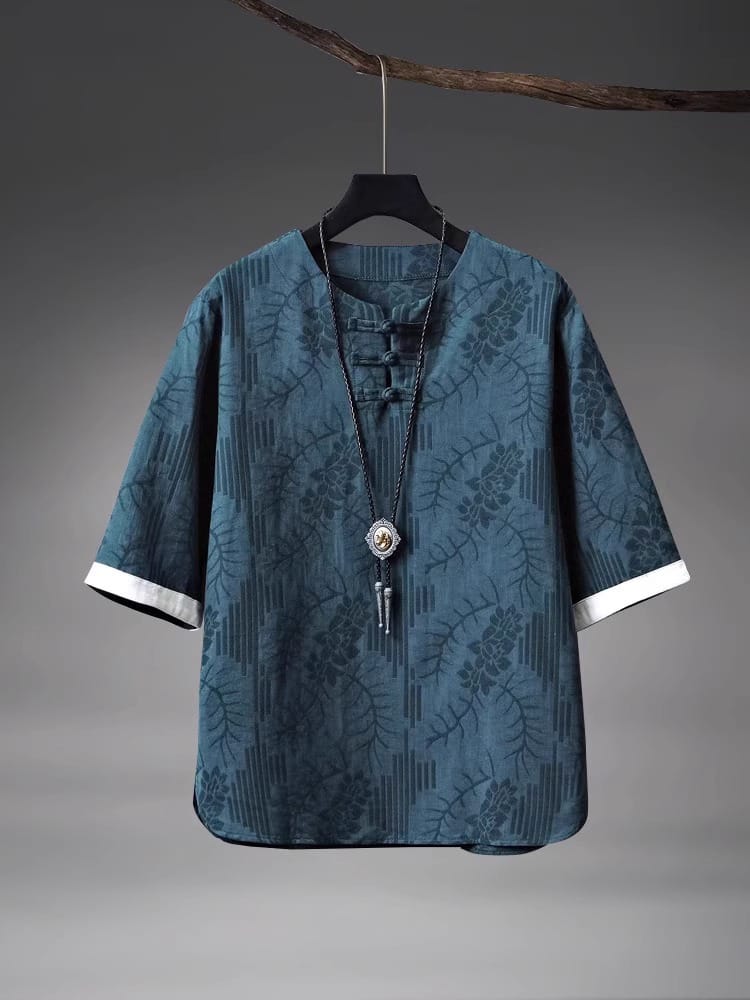 メンズのチャイナ風カジュアル半袖Tシャツ