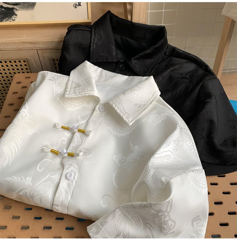 男性用のチャイナ半袖シャツ