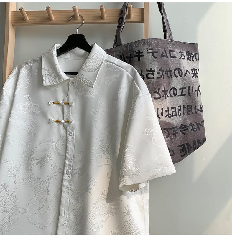 メンズのチャイナ半袖シャツ