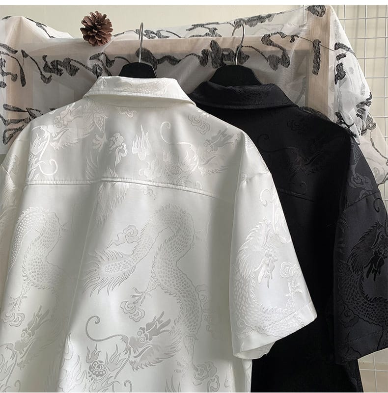 男性用のチャイナ風カジュアルシャツ