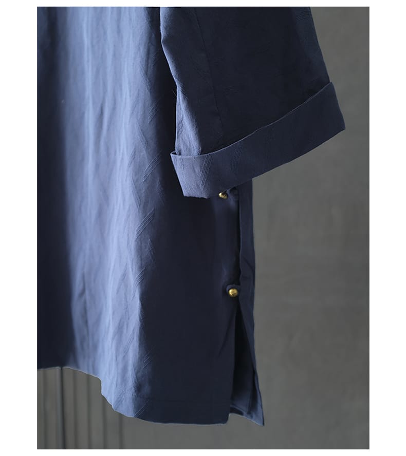 メンズの7分袖チャイナシャツ