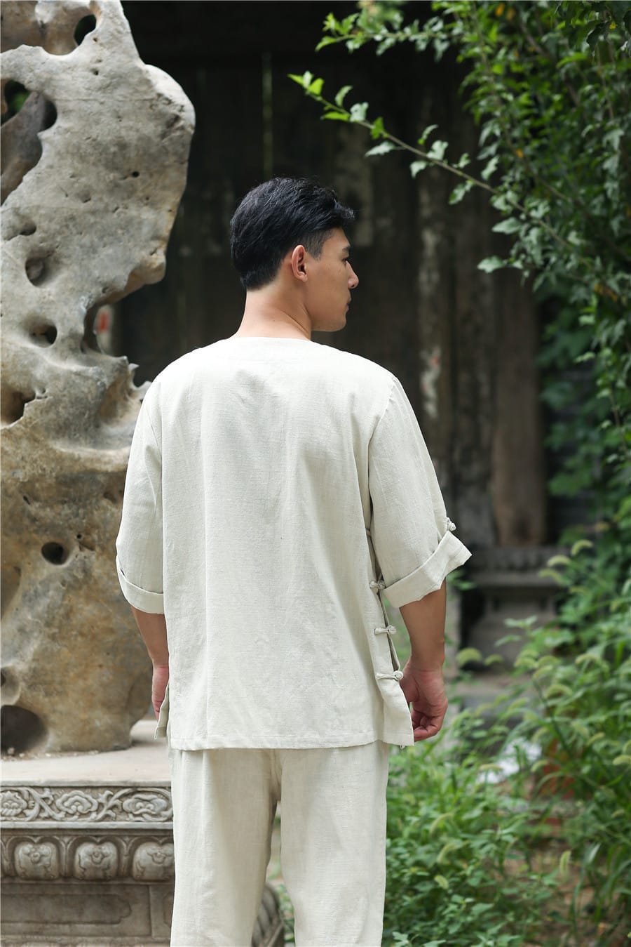 男性の斜め襟チャイナTシャツ