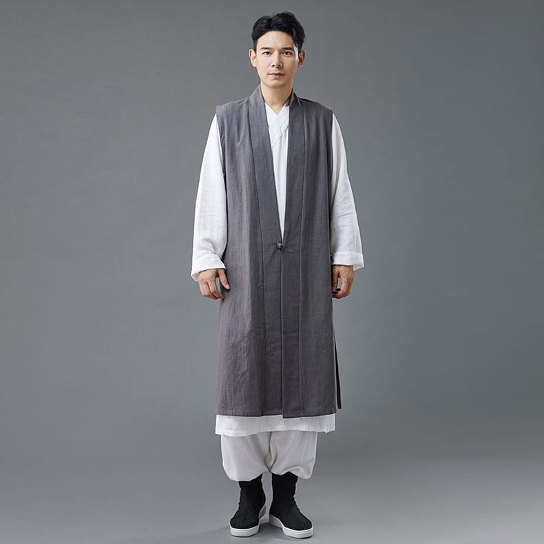 メンズのロング丈チャイナ羽織