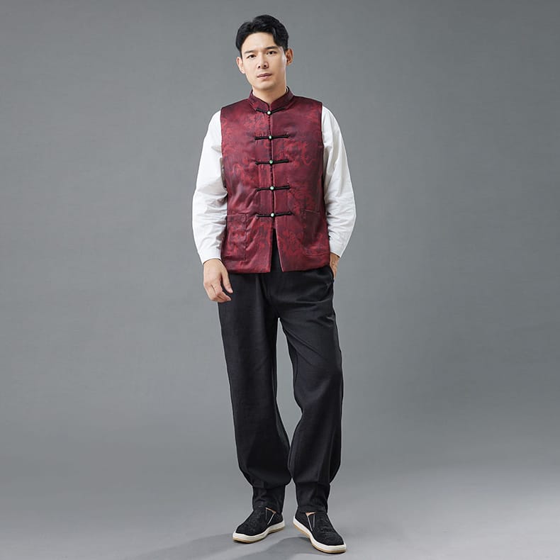 男性用ののキルティングチャイナ羽織