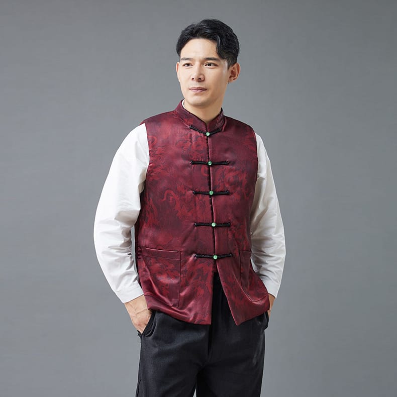 メンズの袖なしチャイナジャケット