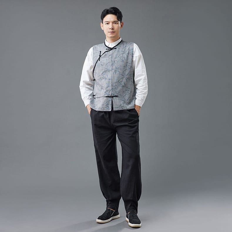 メンズのノースリーブチャイナベスト