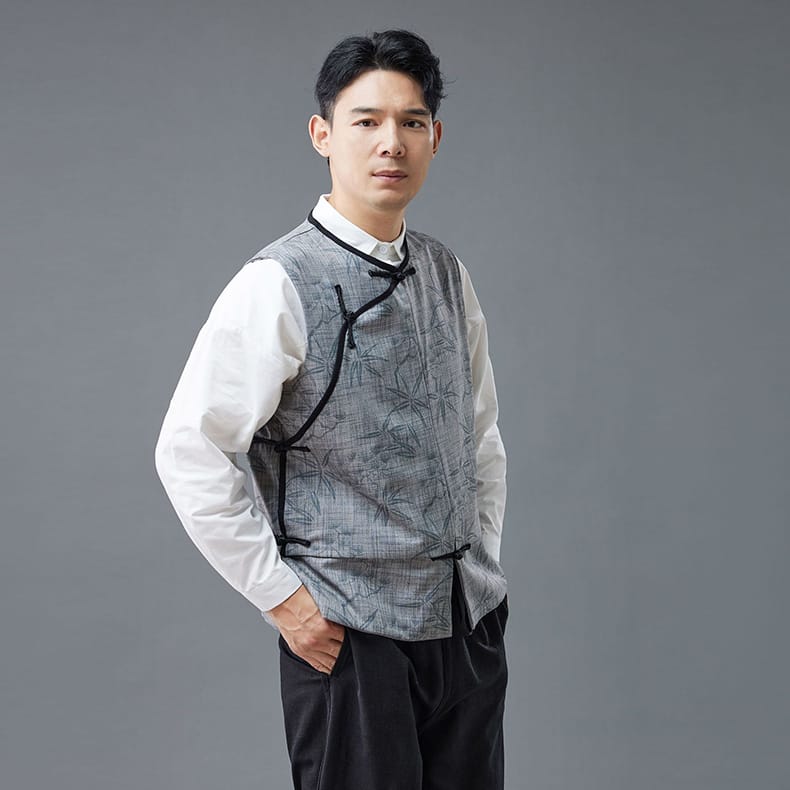 メンズのプリントチャイナベスト