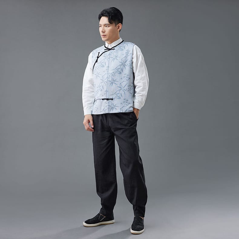 メンズチャイナノースリーブジャケット