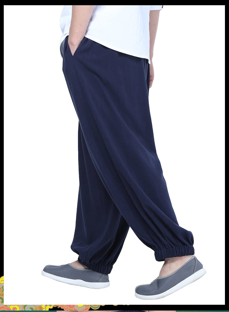 メンズの裾絞りカンフーパンツ