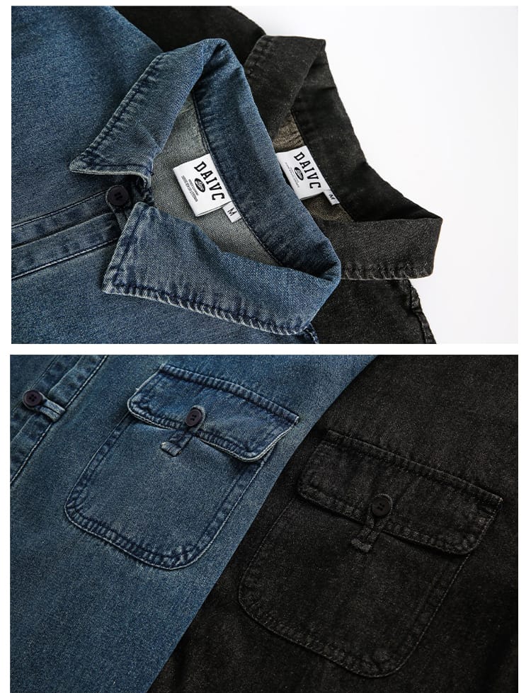 中華風のデニムシャツ