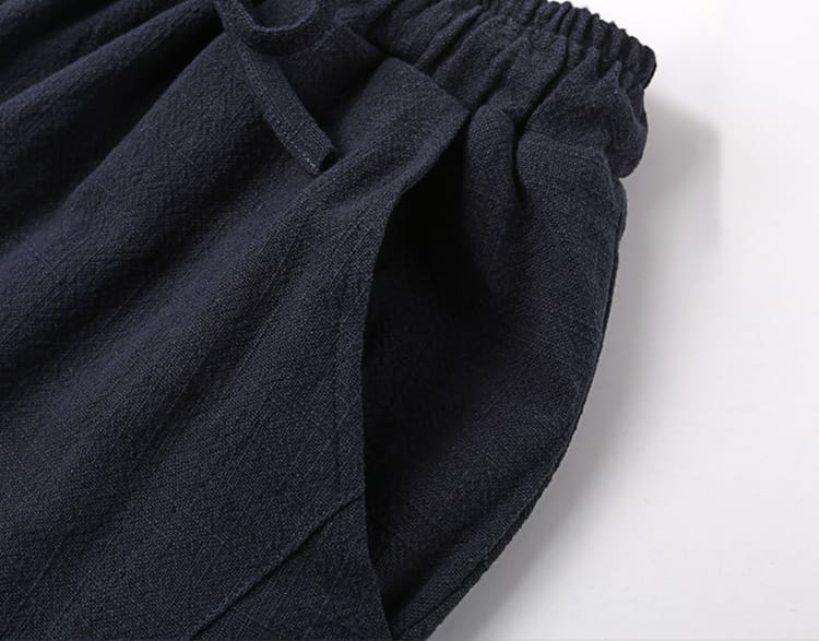 男性用のフリース裏起毛チャイナパンツ