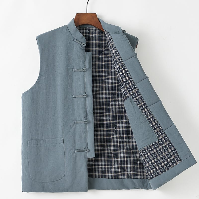 男性用の中華風の中綿ベスト