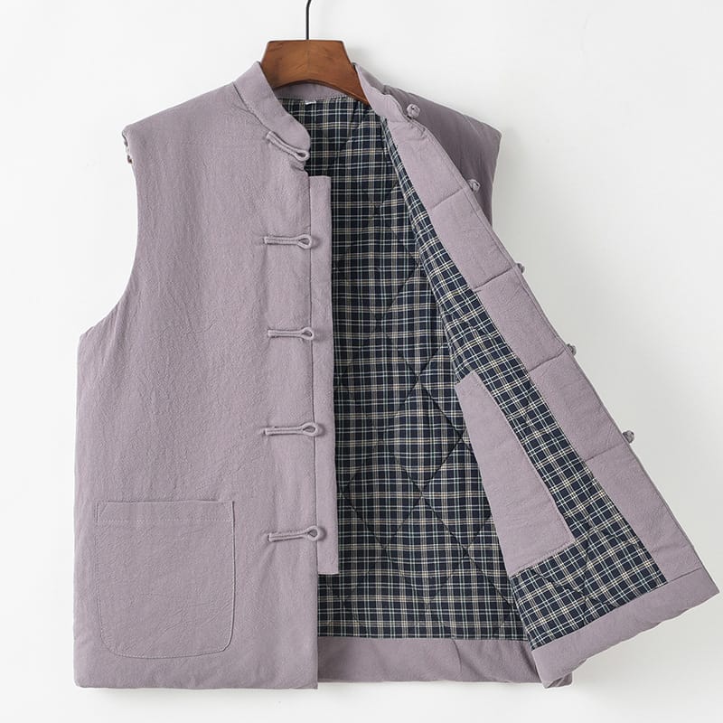 男性用の中華風の中綿キルティングベスト