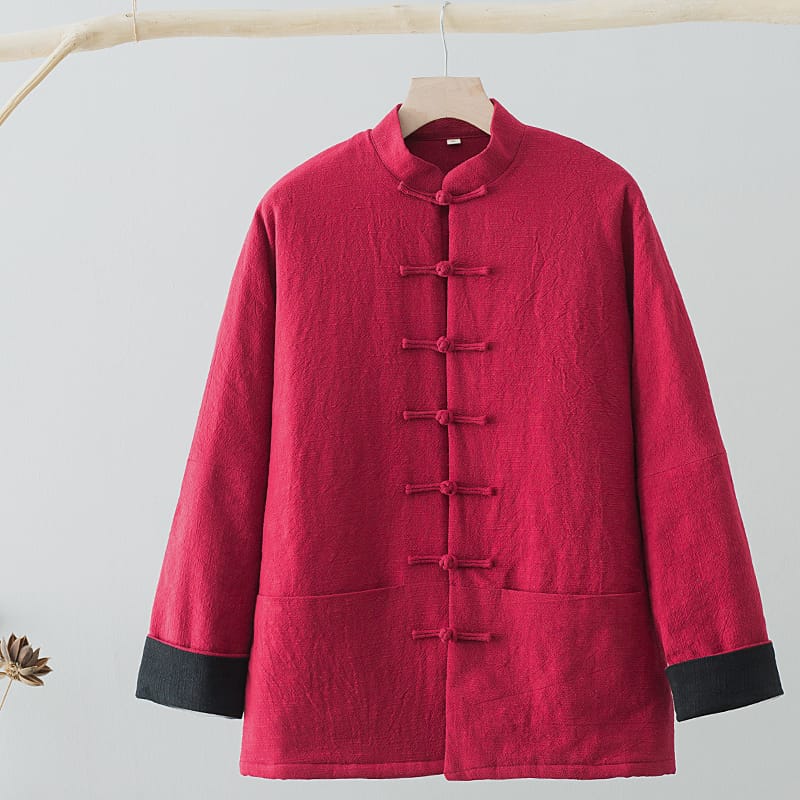 男性用の中華風の中綿ジャケット