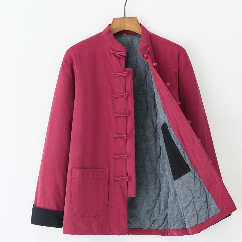 男性用の中華風の中綿キルティングジャケット