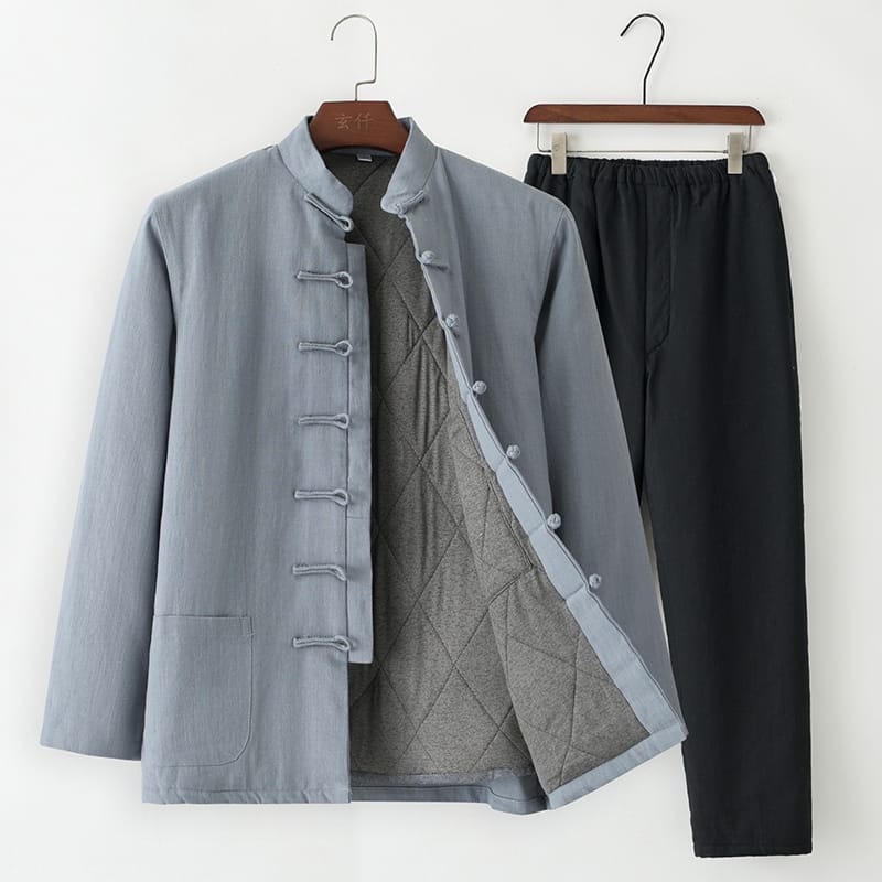 男性の綿ストレッチの中華スーツ