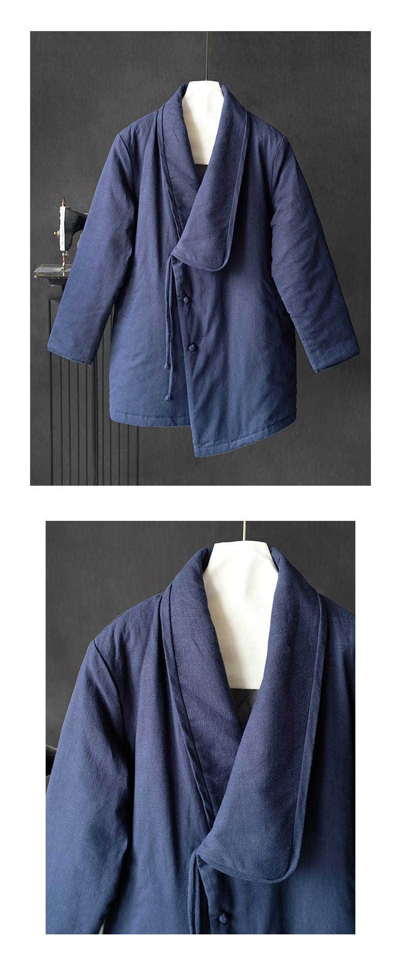 男性用の中華風マントコート