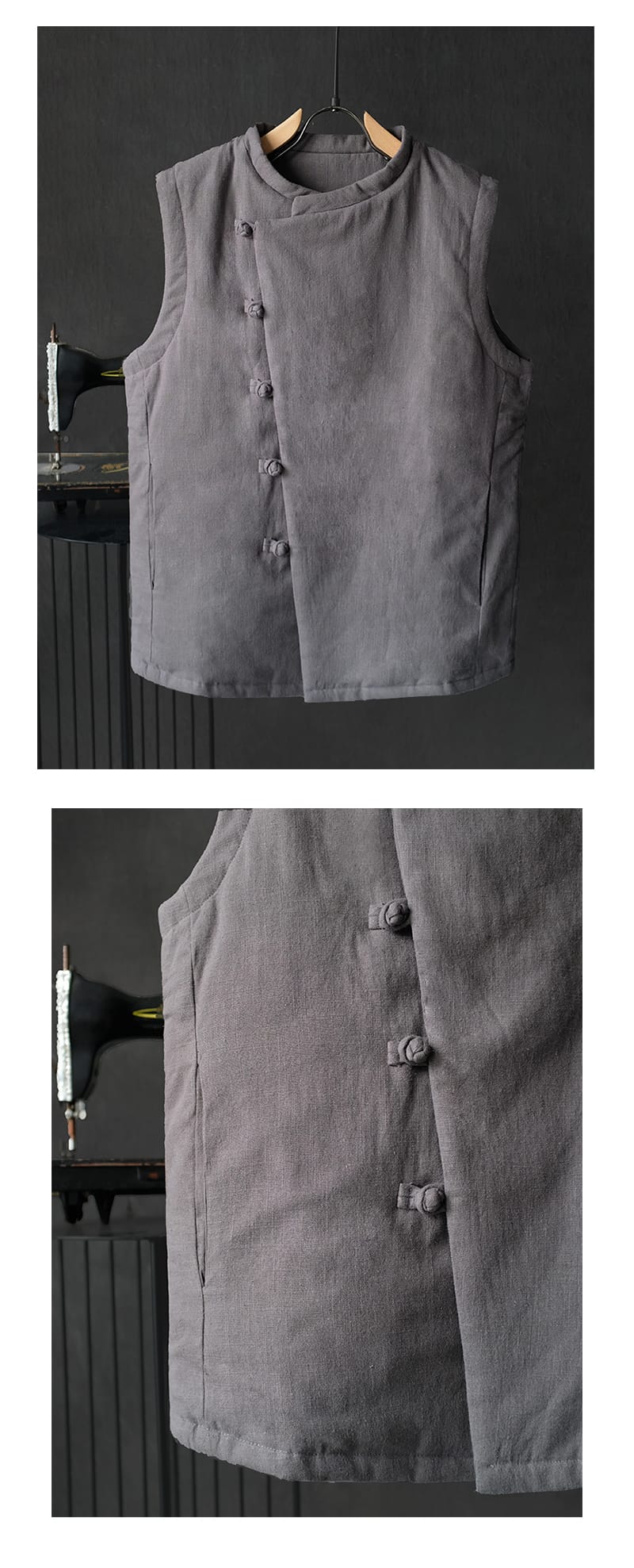 メンズの中綿漢服ベスト