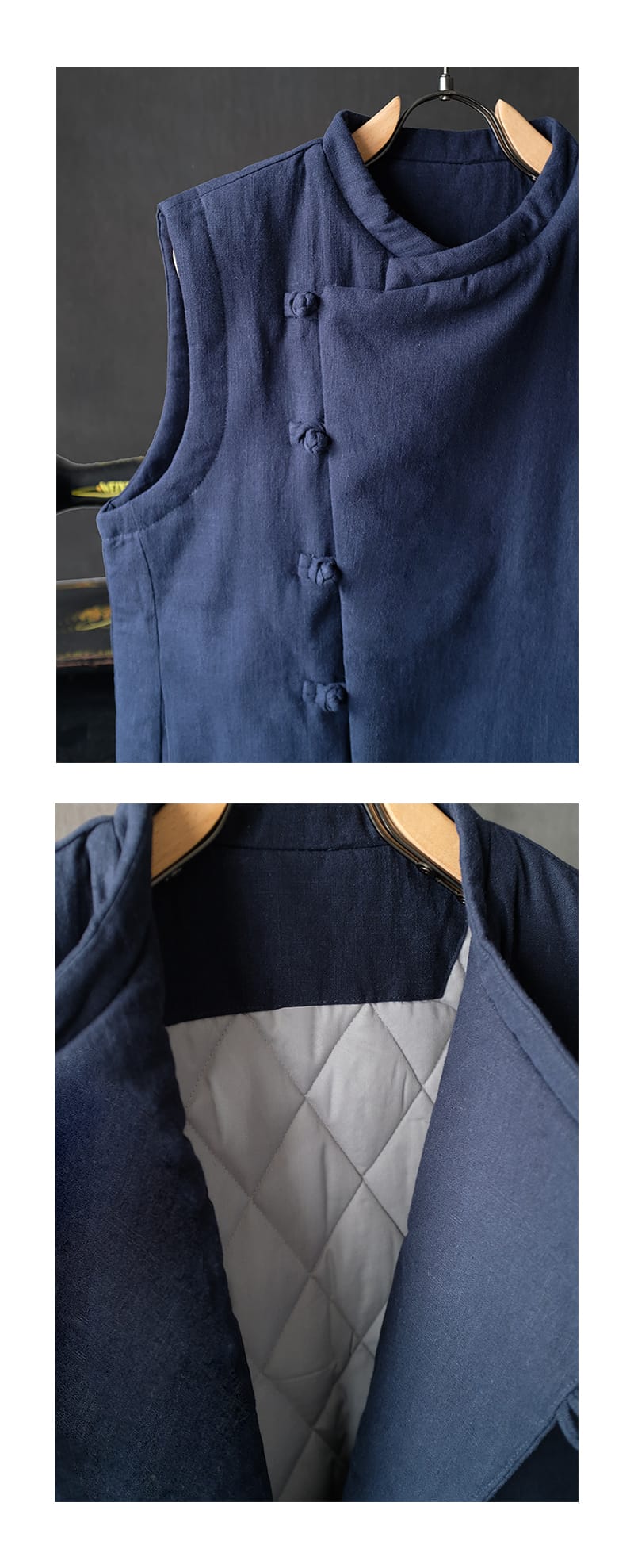 メンズの中綿中華風ベスト