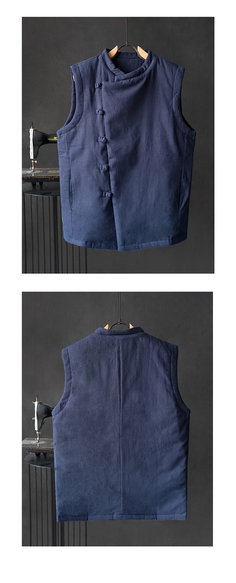 メンズの中綿中華風ベスト