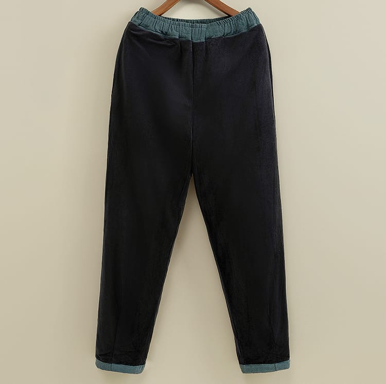 メンズのベルベット裏起毛チャイナパンツ