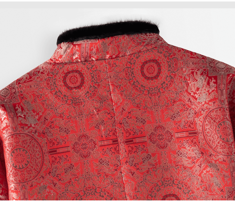 中国文様中綿（赤）チャイナジャケット（ ハイグレード）｜チャイナ