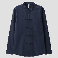 洗練された伝統的な唐装シャツ。カジュアルからセミフォーマルまで幅広いシーンで活躍します。