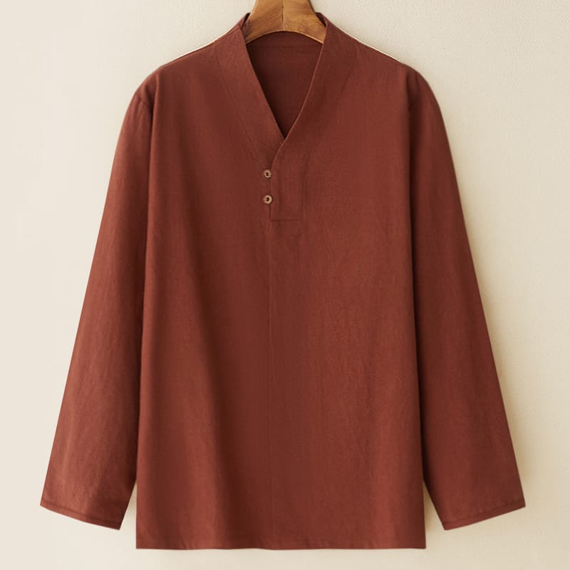 伝統的な漢服スタイルの長袖Tシャツ。年中着用可能なアイテム