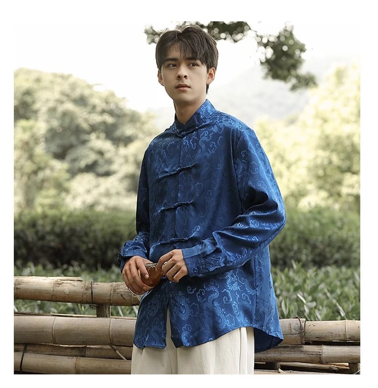 ンズのチャイナ風カジュアルシャツ