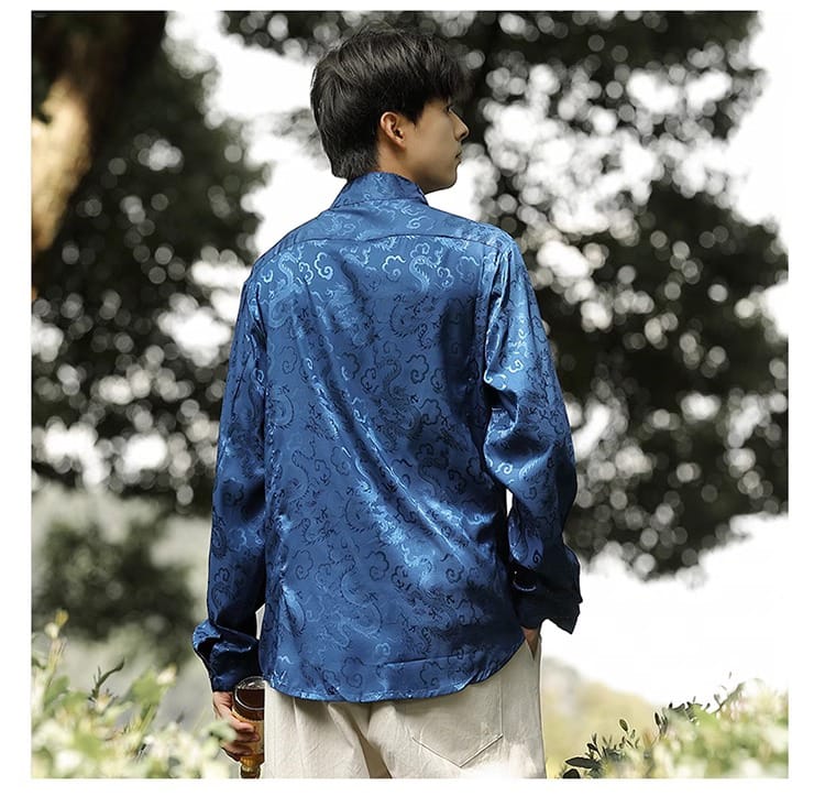 男性用のチャイナ風カジュアルシャツ