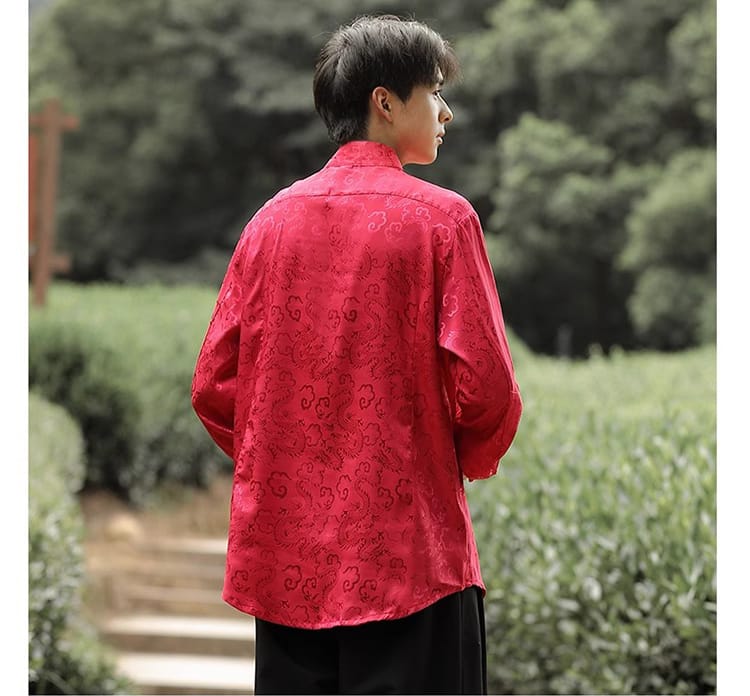 男性用のチャイナ長袖シャツ