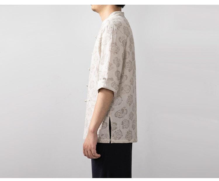 メンズのチャイナボタンのシャツ