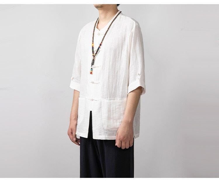 男性用の中華風夏用のシャツ