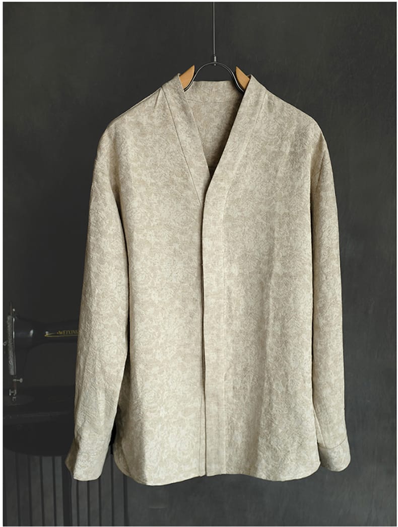 "漢服襟のメンズチャイナシャツ