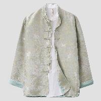 繊細な光沢を放つシルクライクな生地を使ったチャイナジャケットです。