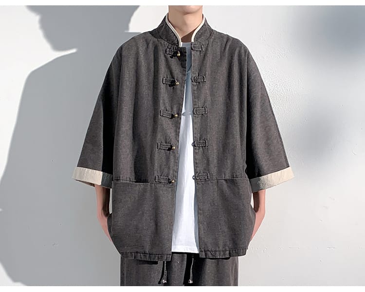 メンズのチャイナ風デニム服