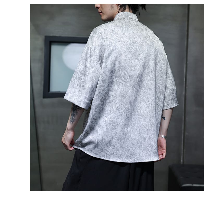 男性用のプリントチャイナシャツ