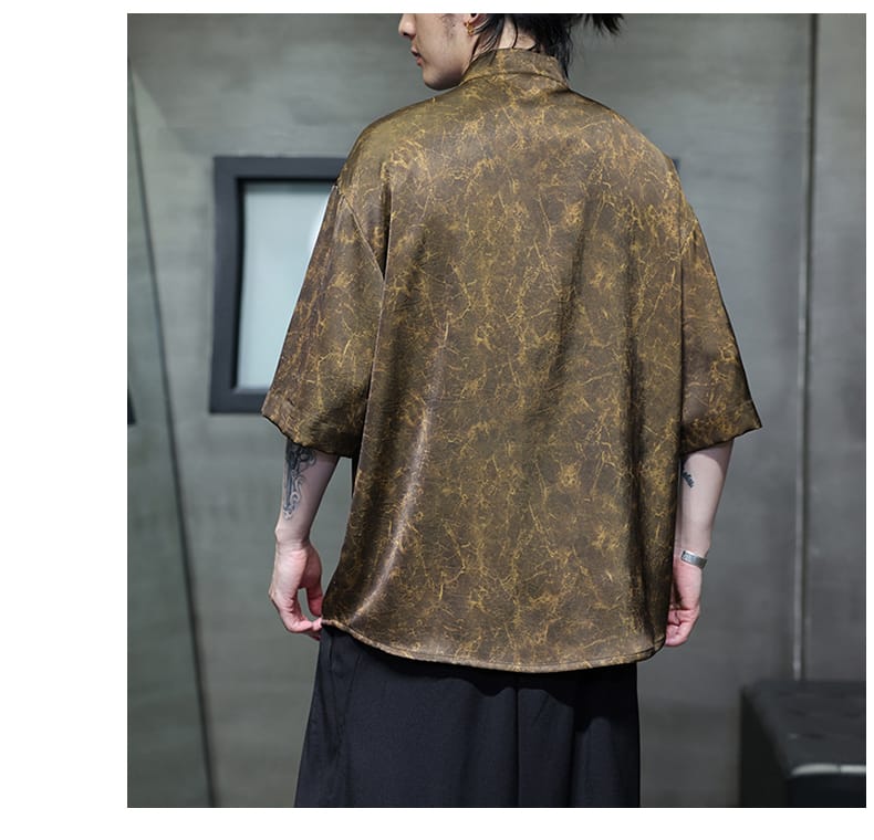 メンズのアイスシルクのチャイナシャツ