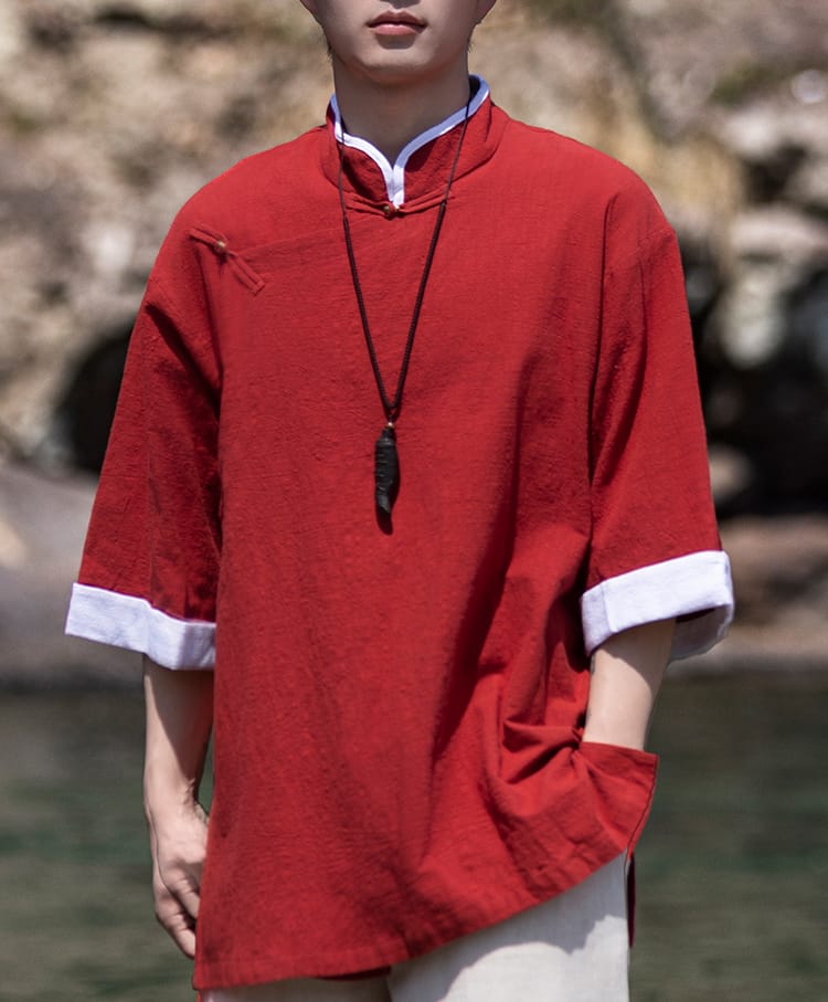 メンズの中国民族衣装のシャツ