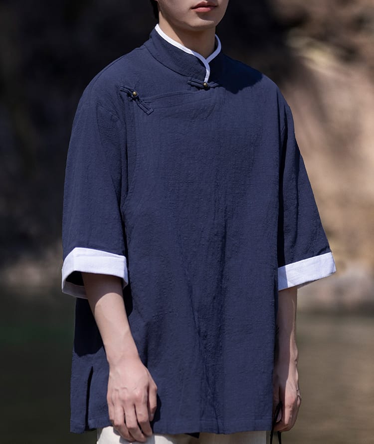 男性用のチャイナ風カジュアルシャツ